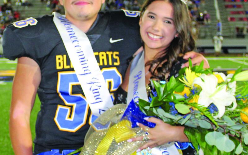 Sentinel photo/Jessica Shepard The 2021 Bay City High School Homecoming King and Queen are Jonathan Fuentes and Alexis Solis. They were crowned at halftime for the Bay City-Wharton football game, Sept. 10
