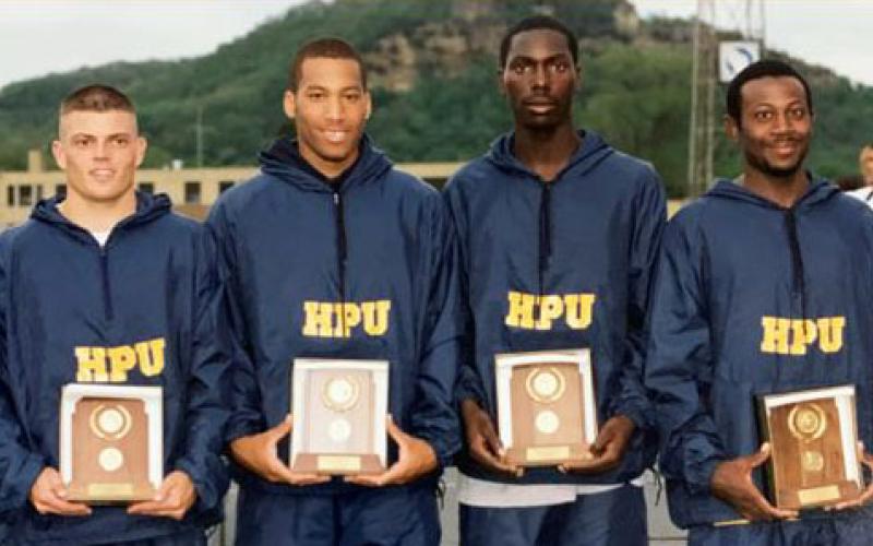 Howard Payne University photo 1997 HPU men’s 4X100 relay team (Marty Van Dyke, Wilmer Ray, JJ Davis, Sedrick Medlock)