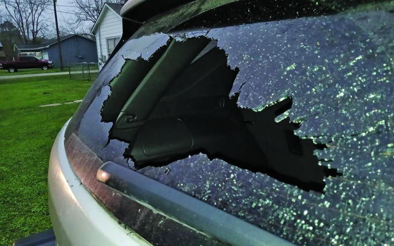 Contributed photo SUVs’ windows shattered were among the property damaged in Blessing shooting incident last week.