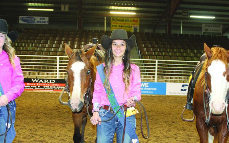 Sentinel photo/Jessica Shepard The Matagorda County Fair and Livestock Association's (MCFLA) 2022 Rodeo Queen royalty court includes, from left: Emily Dunbar, Second Runnerup; Martine Rose Hernandez, First Runnerup, and Rodeo Queen Alana Miles.