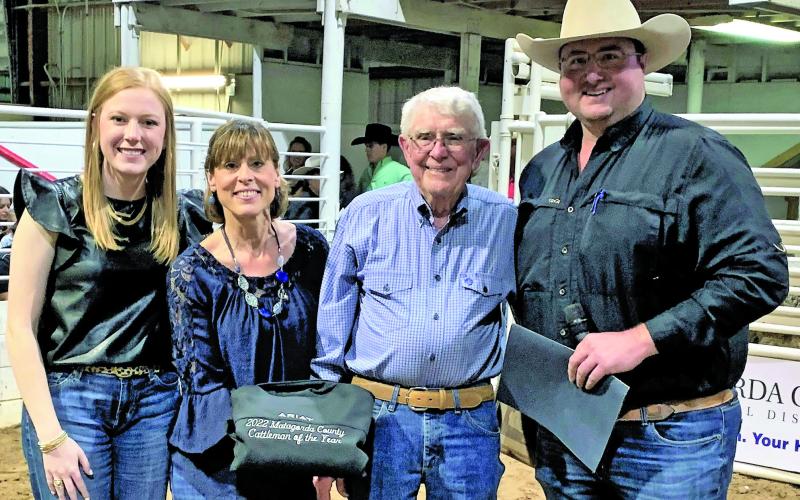 Contributed photo Presenting the Cattleman of the Year honor were, from left; Sydney Armatta, Pam Hoffman, Charles Baker - Winner - and Matthew Ashcraft.