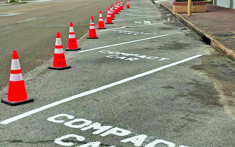 Courtesy photo Fit For Life shared this photo of their new parking paint job out front of their gym Monday, March 21. The spaces are dedicated to "compact cars" on its Avenue F storefront side. Parking is still available on Sixth Street and at the lot on the southside of the same block.