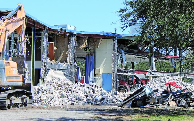 Sentinel photo/Jessica Shepard Demolition of the former Bay City Junior High campus is nearing completion, Thursday, March 10. The campus is being cleared to make way for Valor Park, a new subdivision in TIRZ 1.