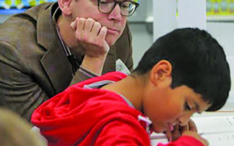 Contributed photo TEA Commissioner Mike Morath observed a Van Vleck student in VVISD. Van Vleck Elementary was instrumental in leading the state by initiating one of the Commissioner's highly qualified programs, Eureka Math Pilot, said VVISD Superintendent John O’Brien..