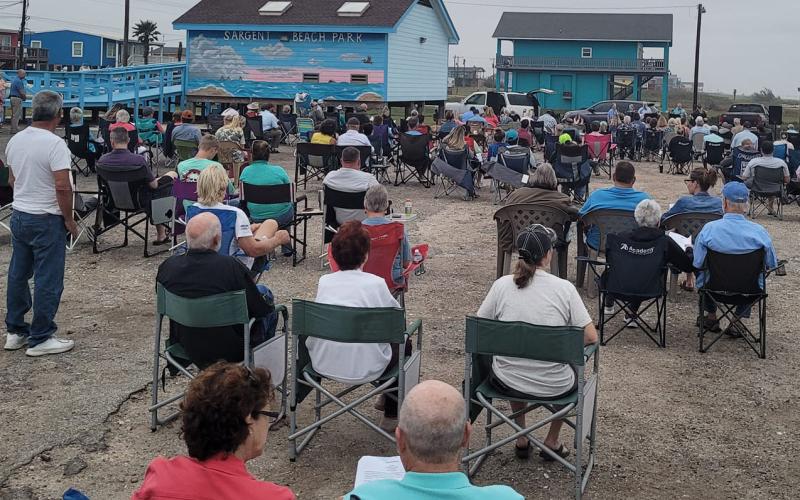 Photo courtesy of Bill Orton There was an estimated gathering of 150 people for the Easter Sunrise Service in Sargent, led by Pastor Ben Kerns, with Pastor Eugene Davis attending as well.