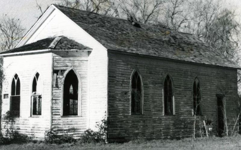 Mount Zion Baptist Church Number One, also known as Mount Zion Missionary Baptist Church, was across the road from Allenhurst Cemetery. The church above, with windows shown at right, no longer stands. Photo courtesy of Matagorda County Museum