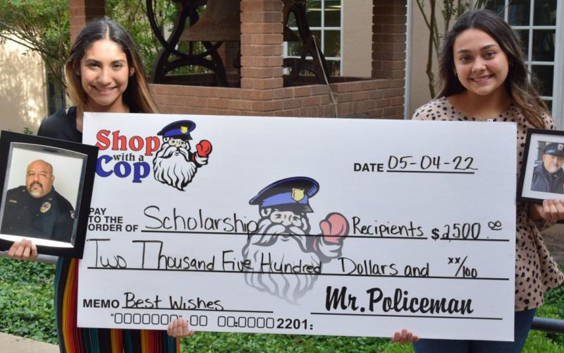 Courtesy photo Leah Garcia, left, received the Mondo Galvan Memorial Scholarship of $2,500, while Trista Martinez received the Juan Delgado Memorial Scholarship of $2,500.