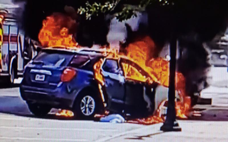 Contributed photo Bay City Volunteer Fire Department responded to a motor vehicle fire at the 1700 block of 7th Street at 10:46 a.m. Thursday, June 23. On arrival, Bay City Police Department was on scene and the vehicle was fully engulfed with flames. The occupant of the vehicle was out of the vehicle and was safe.