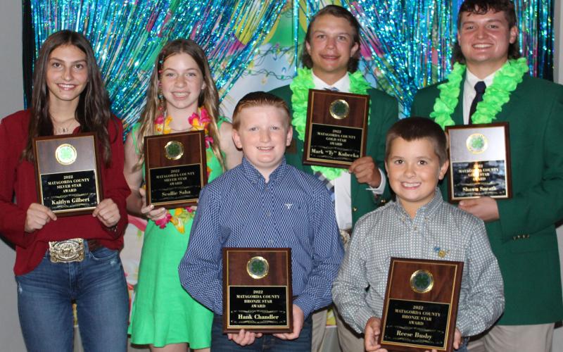 Sentinel photo/Jessica Shepard 4-H Star Awards, front row, from left: Hank Chandler, Reese Busby. Back row, from left: Kaitlyn Gilbert, Scollie Saha, Ty Kubecka and Shawn Sneath.