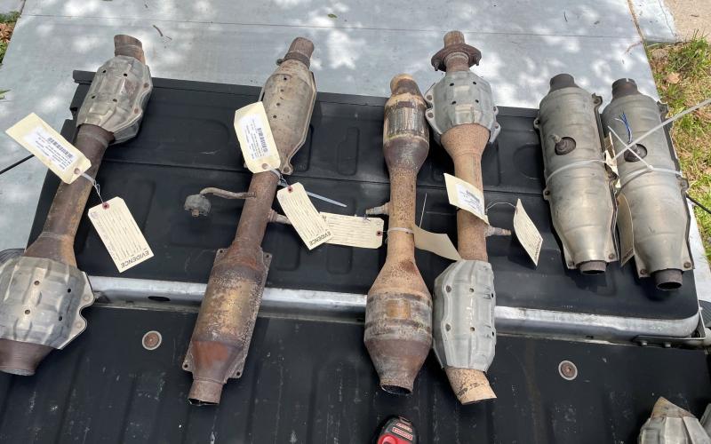 BCPD photo Bay City Police Department and Brazoria County Sheriff’s Department clear catalytic converfer cases.