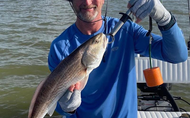 Contributed photo Dennis Stanley was stranded as he was wade fishing in West Matagorda Bay after high winds pulled his supplementary anchor out of the mud.