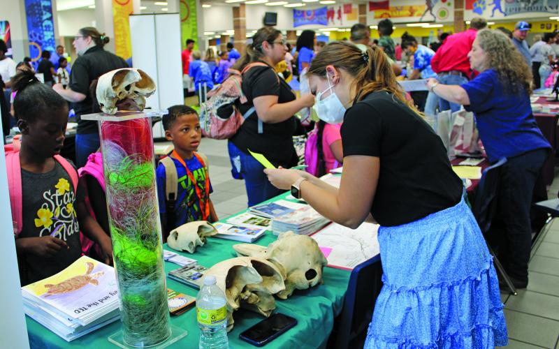 Sentinel Photo/Jessica Shepard Youngsters check out the exhibits on the AgriLife booth.