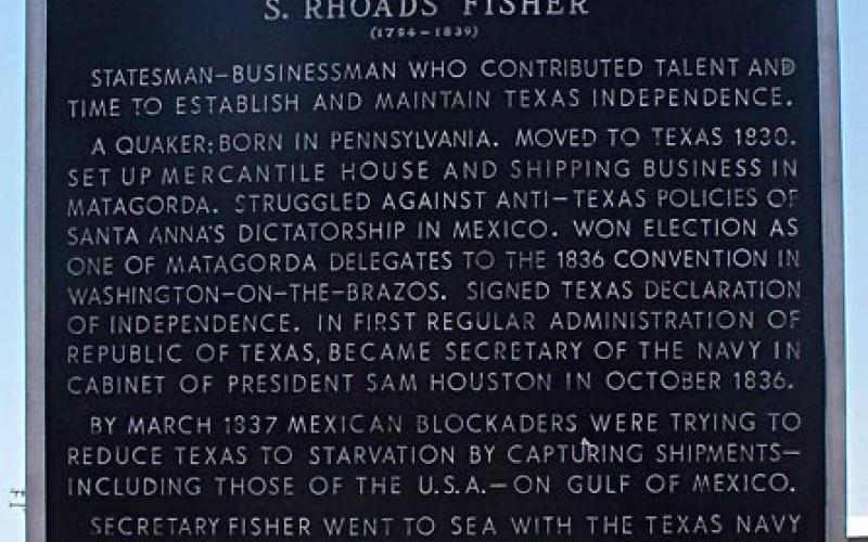 Texas Historical Marker for Fisher at Matagorda Cemetery.