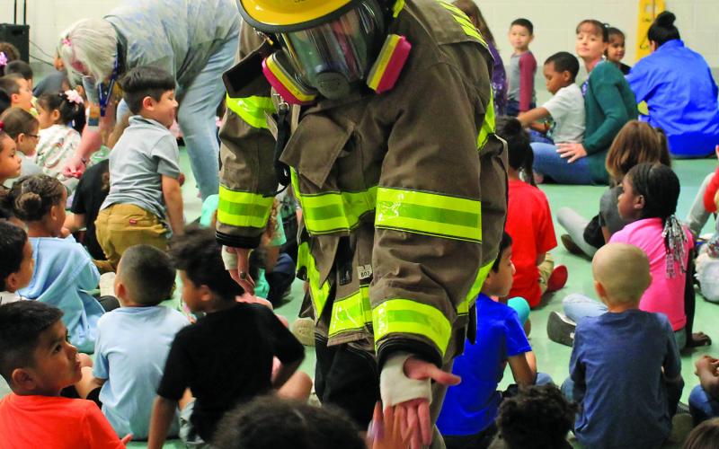 Contributed photo Matagorda Volunteer Fire Department and Bay City Volunteer Fire Department came to Cherry Elementary Oct. 13 to teach students about Fire Safety.
