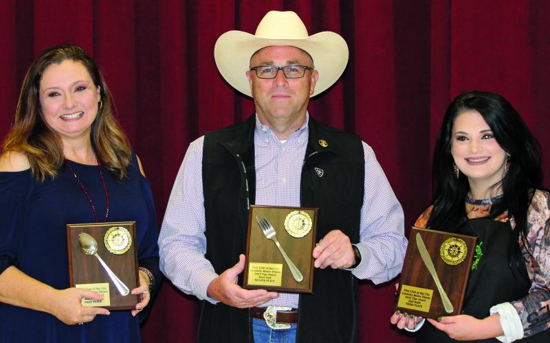Sentinel photo/MaLinda Reddell The Bay City Pilot Club held their annual "Celebrity Waiter" fundraiser and awarded plaques to the waiter who made the most in tips Thursday, Oct.12. First through third place winners from left are Melanie Bradley, Bill Orton, and Tina Israel.