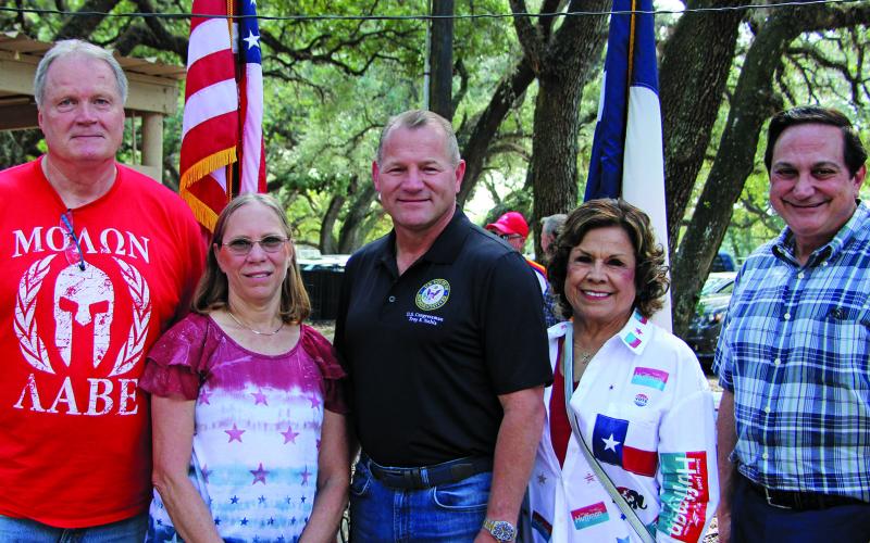 Sentinel Photo/Mike Reddell A Republican picnic in LeTulle Park Sunday, Oct. 9, included, from left, County Judge-elect Bobby Seiferman, Matagorda County Treasurer Loretta Griffin, U.S. Rep. District 22 Congressman Troy Nehls, Gloria Millsap, District Director for State Senator Joan Huffman and Steve Munisteri, former Chairman for the Republican Party of Texas.