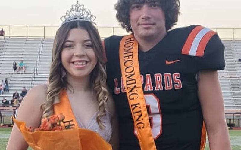 Photo by Anna Hernandez Van Vleck High School Homecoming Queen Kieley Zuniga and King Sam Brooks were crowned prior to their Homecoming game Friday, Sept. 30. See sports game coverage between the Leps and Danbury, Page 7.