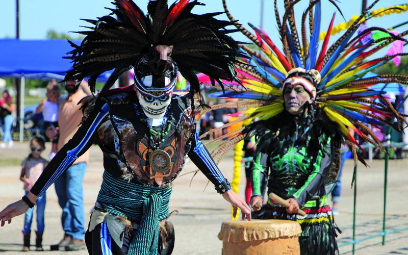 Sentinel Photo/Mike Reddell The annual Day of the Dead Festival Saturday, Nov. 5, featured colorful-costumed Aztec dancers at the Matagorda County Fairgounds. There were several other events to enjoy during the day.