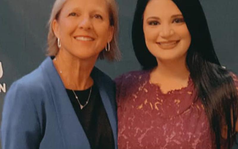 Contributed photo Bay City Main Street Program Board Chairwoman Tami Savage, left, and Program Manager Tina Israel at the recent Texas Downtown Annual Conference in San Marcos.