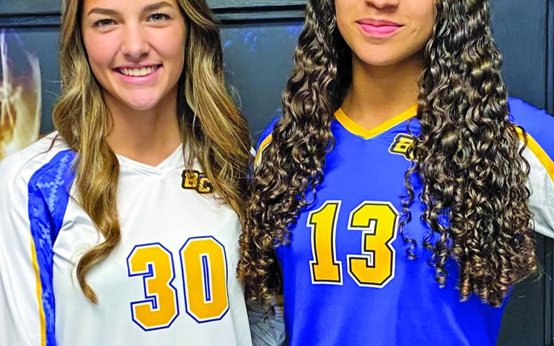Ladycats, above, on the District 26-4A-1 first team All-District Volleyball team were Ella Mata-Perez and Juah Breazeale. Second team All-District Ladycats were Summer Howard, Anne Ihde and Kylah Jones.