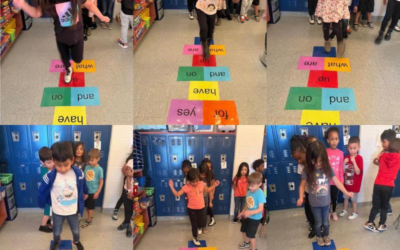Contributed photo Kindergarten Teacher Detrick Delarosa’s students have been learning their sight words with a fun twist at Cherry Elementary - Hopscotch.