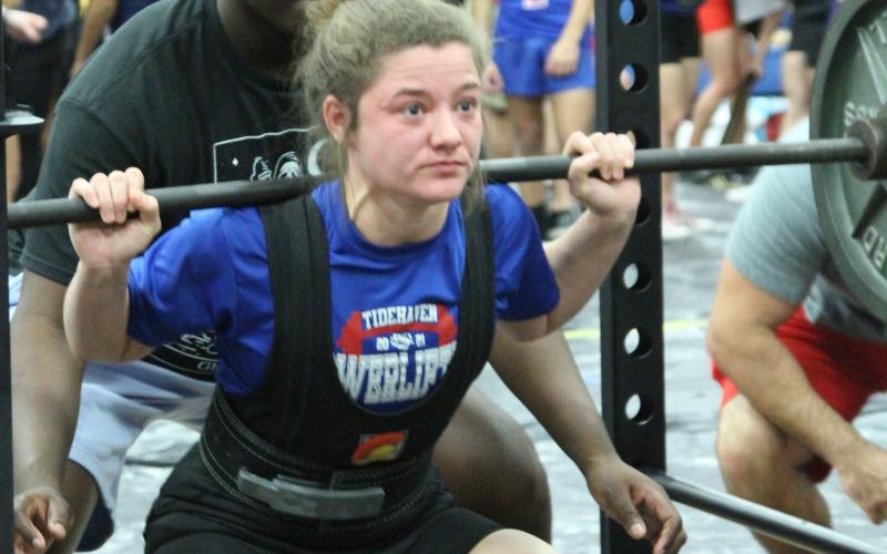 Photo/Anna Hernandez Jehan Johnson from Tidehaven competes at the Bay City High School Powerlifting Tournament Satuday, Jan. 7.
