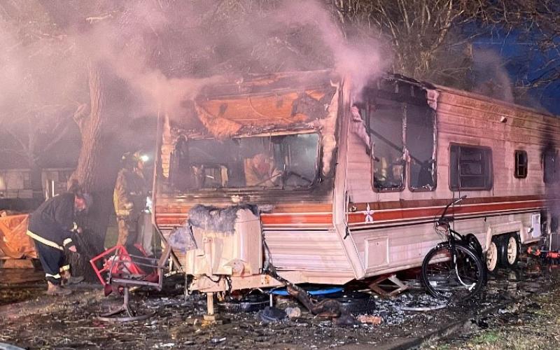 Contributed photo Fire destroyed a trailer house at 2517 Nichols Sunday morning, Jan. 8.