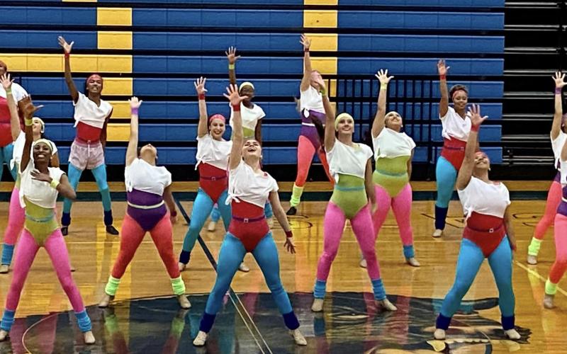 Courtesy photo Bay City High School Aristocats Dance Team performed their contest routines for friends and family last week. Above is a shot of one of their Novelty &amp; Contemporary pieces.