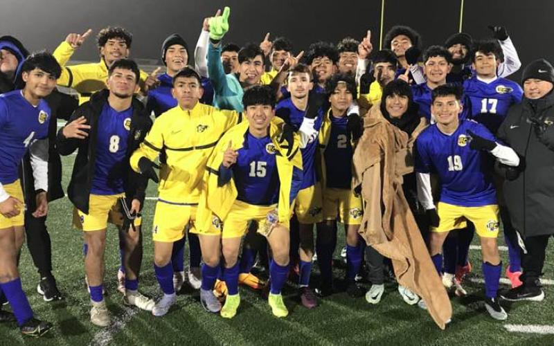 The Blackcat soccer team blanked Hallettsville 9-0 in a District 22-4A-1 game Jan. 31. The boys are third in district with a 6-3-3, 2-1 mark.  Courtesy photo