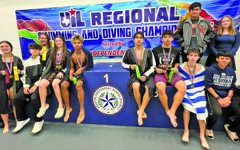Contributed photo Above, Van Vleck swimmers at regionals.