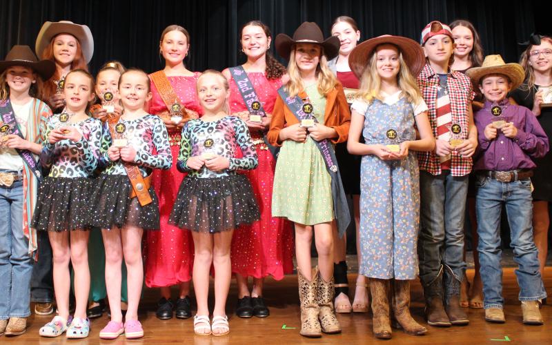 Sentinel Photo/Jessica Shepard Winners of the Matagorda County Fair and Livestock Associations 32nd Annual Public Speaking Contest and Talent show took the stage at the end of the showcase, Sunday, Feb. 26. This year’s winners include Analyn Sutherland, Cora Romine, Leighton Savage, Meredith Jones, Ansley Kubecka, Scollie Saha, Ashley Alford, Jacob Oncken, Jase Alford, Kathryn Rodgers, Meredith Williams, Victoria Sliva, Madison Williams, Madelyn Botbyl and Ryleigh Siptak.