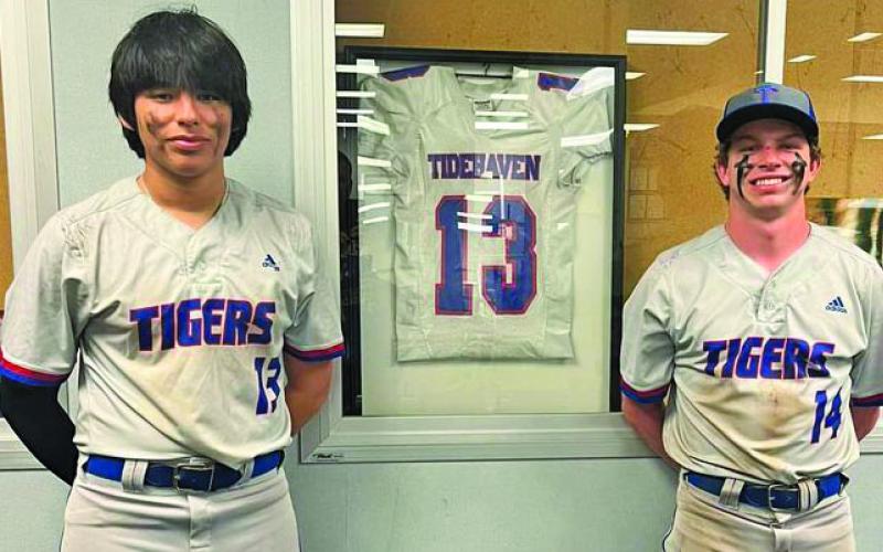 Tidehaven photo Ritchie Z. Garcia, left, and Connor Claxton combined for a no hitter. Garcia pitched for 6 innings, and Connor, 1 inning.
