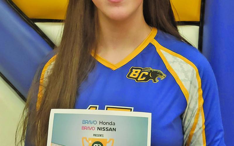 Anne Ihde was chosen by the Victoria Advocate as a nominee for this year's volleyball Varsity Cup awards. Ihde succeeds in class, ranking currently No. 1 in her junior class, while participating in volleyball, band, and club volleyball in the Katy area. She spends hours helping younger girls improve in sports and is a huge supporter for them. Courtesy photo