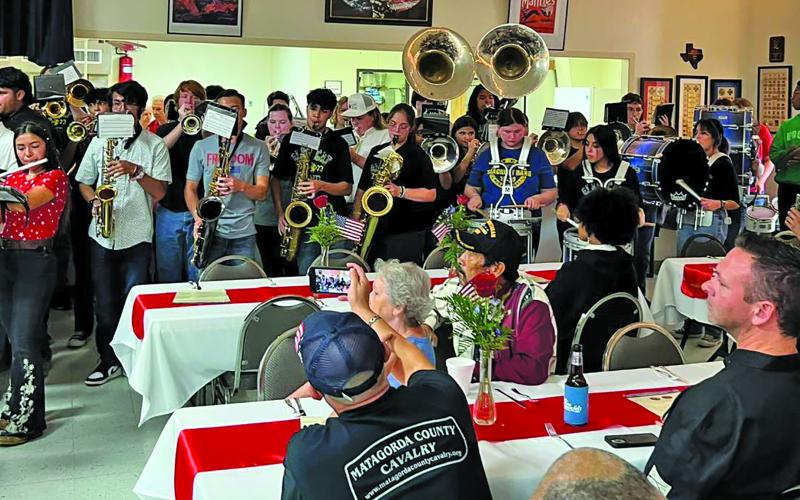 Contributed photo Bay City VFW Post 2348 held a “Welcome Home 50th Year Anniversary for Vietnam Veterans” Saturday, May 13. Members of the Van Vleck Mighty Leopard Band/Color Guard joined together with the Bay City Blackcat Band to play a medley of patriotic songs in their honor.