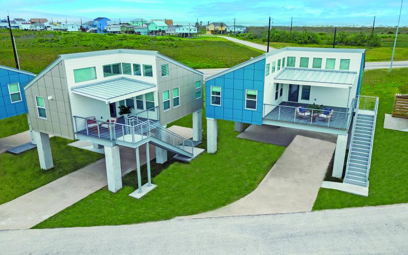 Two of the 10 LCRA beach bungalows at Matagorda Bay Nature Park