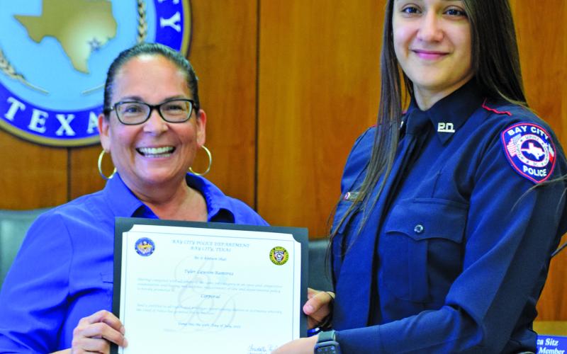 Police Chief Christella Rodriguez  and Corporal Tyler Ramirez