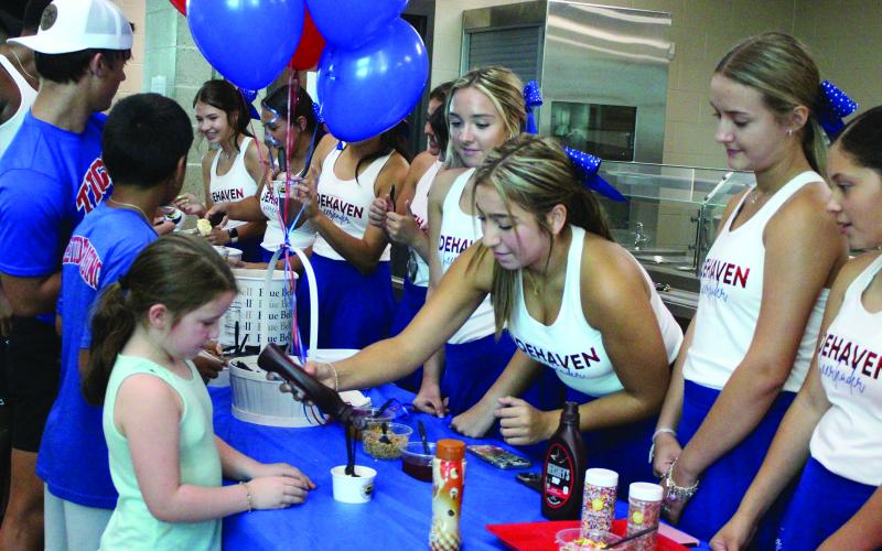 Sentinel Photo/Jessica Shepard Tidehaven Athletic Booster Club hosted an ice cream social to kick off the start of fall sports season last Wednesday, July 26.
