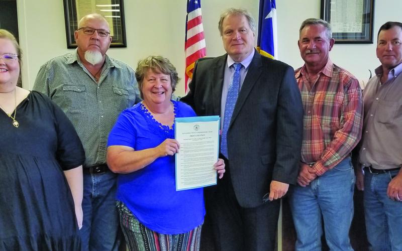 Sentinel Photo/Mike Reddell Commissioners Court approved a proclamation declaring Aug. 6-12 as National Health Center Week. The proclamation notes MEHOP’s 50 years of providing high-quality, and affordable preventive health care. MEHOP representatives were on hand for the proclamation.