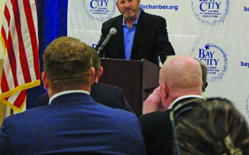 Sentinel Photo/Jessica Shepard Congressman Troy Nehls spoke on a variety of topics at a chamber luncheon.
