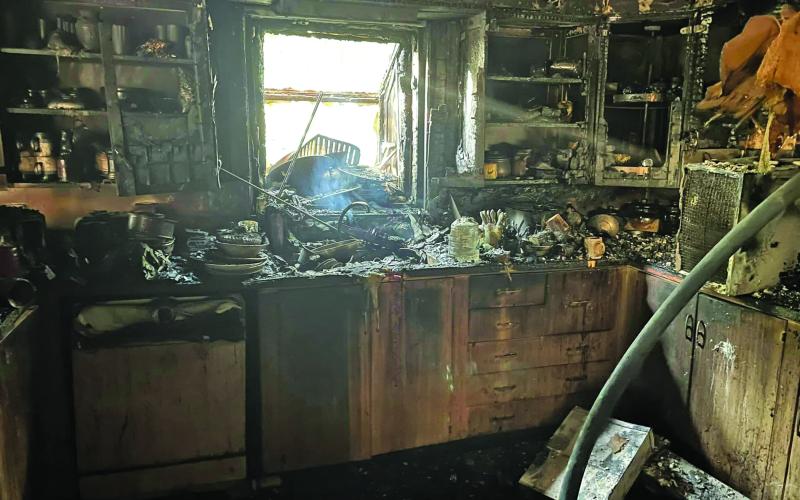 Fire Marshal Dan Shook Photo The remains of the kitchen from unattended cooking fire at 1816 Bayou.