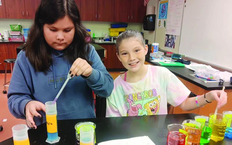 Cointributed photo Recently, Rachel Roehler’s sixth-grade science classes have been exploring the percentages of elements that make up the Earth’s spheres through a modeling lab.