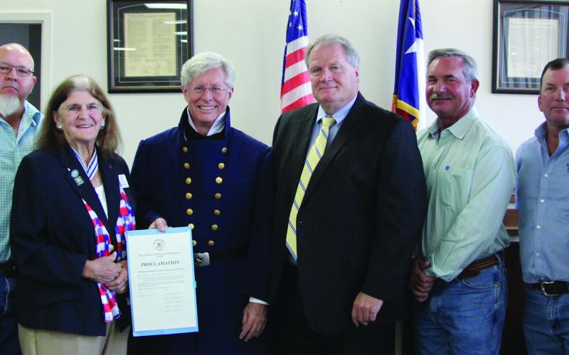 Sentinel Photo/Mike Reddell Commissioners Court approved a proclamation Monday, Sept. 11, declaring Saturday, Sept. 16, as First Texas Navy Day.