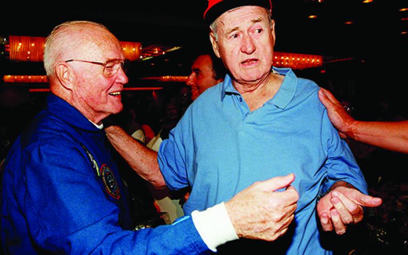 Wikimedia Commons This is a NASA-produced photo that was taken of John Glenn and Ted Williams in 1998.