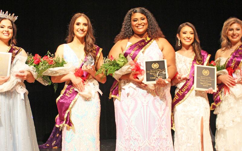 Sentinel photo/Jessica Shepard Above, the Bay City Lions Club 2023 Rice Festival Queen is Hope Cornett who was crowned Oct. 14. Her court features 1st runner-up Megan Moya, 2nd runner-up Anavie Bryant, 3rd runner-up Leslie Murillo, and 4th runner-up Sierra Fernandez.