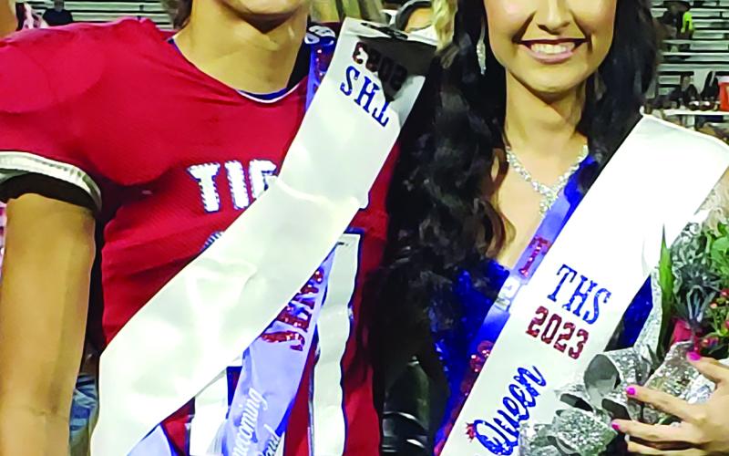 Sentinel photo/Jessica Shepard The 2023 Tidehaven Homecoming King is Jordan Garcia and Queen Melanie Sepulveda. They were crowned at Tidehaven’s Oct. 20 game with Danbury.