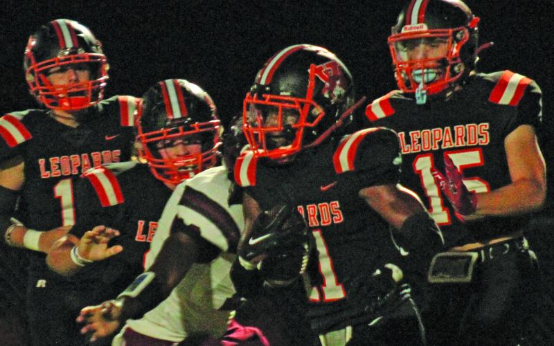 Anna Hernandez photo Van Vleck’s Tylan Robertson (11) keeps the ball moving and makes the extra yards against East Bernard Friday night, Oct. 17.