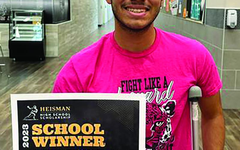 Van Vleck High School’s Kaiden Garza was selected as a School Winner for the Heisman High School Scholarship. Kaiden’s academic and athletic success are a true showcase of his hard work and determination, Van Vleck school officials said.  Contributed photo