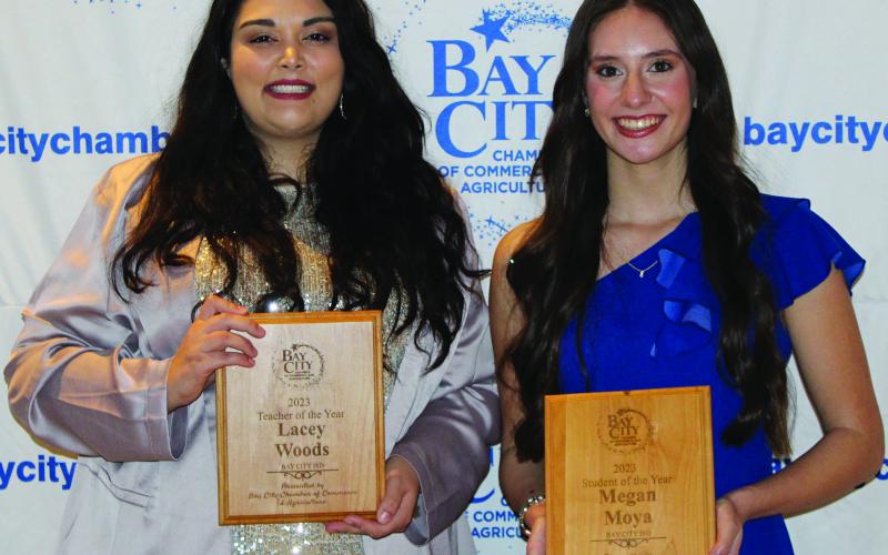 Bay City ISD Teacher of the Year Lacy Woods (left) and Bay City ISD Student of the Year Megan Moya.