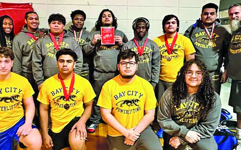 BCISD contributed photo BCHS boys powerlifters were first-place winners at Palacios powerlifting meet Saturday, Jan. 20