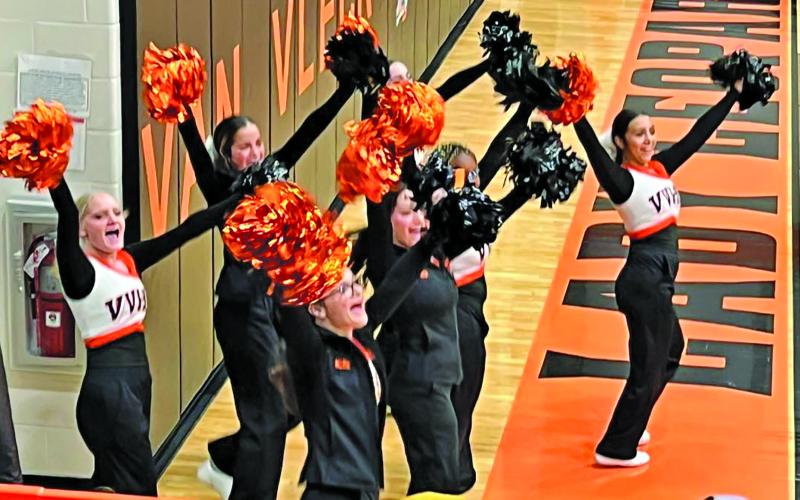 VVISD photo VVHS Cheerleaders cheered on Leopard team against East Bernard last week.